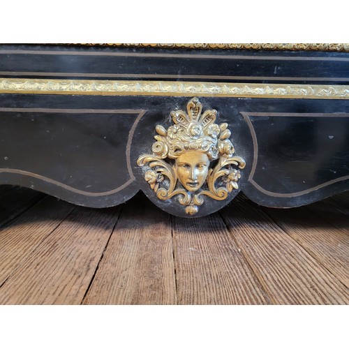 1 - French style Napoleon III Boulle twin display cabinet/ credenza with central locked shelved cupboard... 