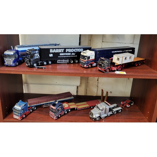 143 - Corgi Classics container and flat road trucks including Barry Proctor and Robinson's. (7)