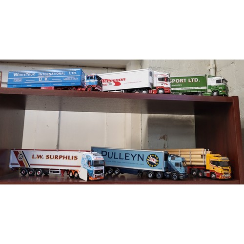 145 - Corgi Classics articulated container trucks including Pulleyn, Surphlis, and Whitetrux International... 