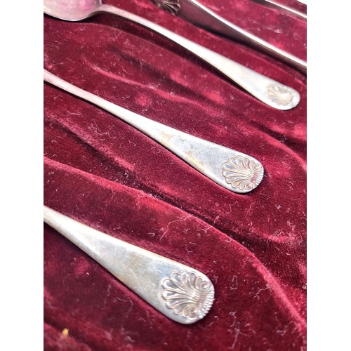 260 - An incomplete boxed set six silver tea spoons and sugar tongs Barker Brothers (Herbert Edward Barker... 