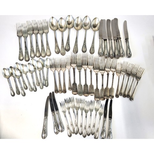 261 - Silver flatware consisting of matching  German 800 six soup spoons, six dinner forks, six dinner kni... 