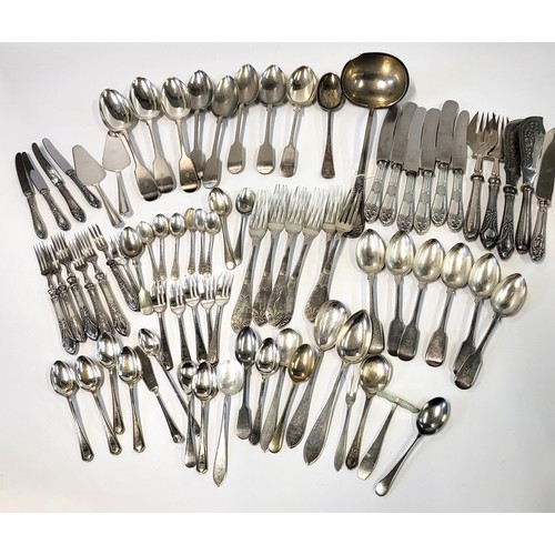 262 - German 800 flatware including six dinner knives with stainless steel blades, six dinner forks, four ... 