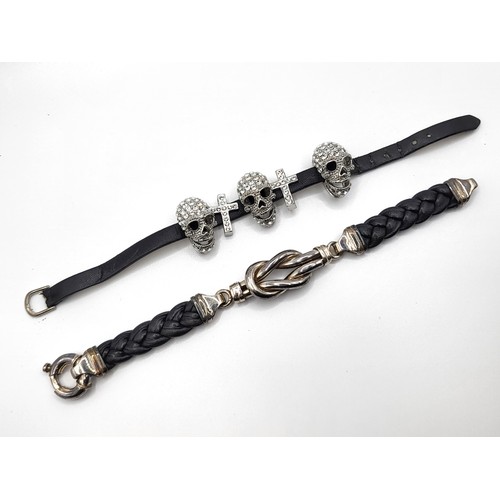 276 - A silver and plated leather forever bracelet together with a Giventa London leather plaited bracelet... 