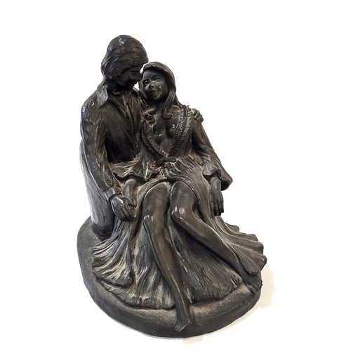 126 - A bronze sculpture of an embracing couple by Jeanne Rynhart E/250.