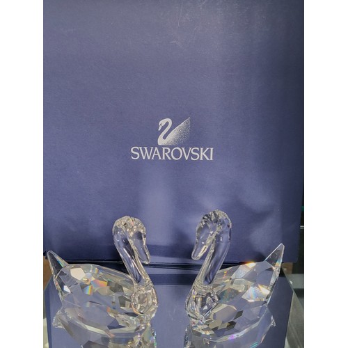 212 - Swarovski cat glass ornaments including Dolphin Koala Bear, pair of Swans, fish, some with boxes.  (... 