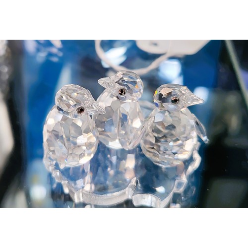 212 - Swarovski cat glass ornaments including Dolphin Koala Bear, pair of Swans, fish, some with boxes.  (... 