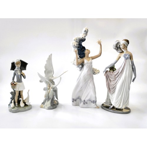 213 - Lladro 'Inspiration' 1998 Collection figure 40.5cm, 5283 maiden 33cm, young girl with goslings and u... 