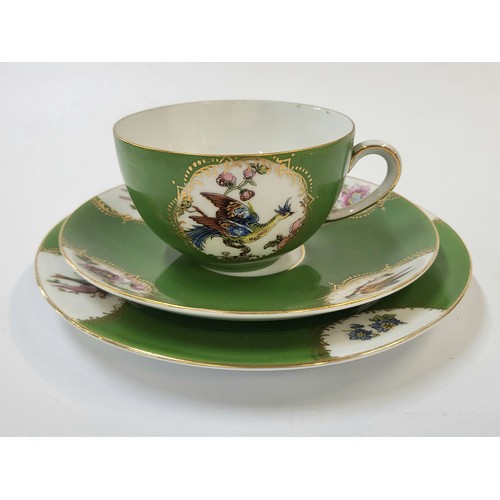 224 - A Czechoslovakian 'Union' green ground part tea set and a Tuscan part tea set. (56)