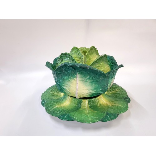 239 - Lettuce and leaf shaped tureens by various makers including Wedgwood and Copeland, two circular pict... 