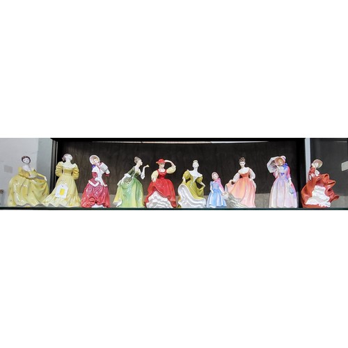 266 - Coalport porcelain ladies Wendy and Petite and eight Royal Doulton Ladies including Fleur. (10)