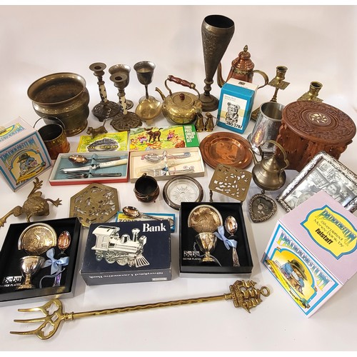 274 - A selection of silver plate including a Paddington Bear money box by Falstaff in original box, a Pad... 