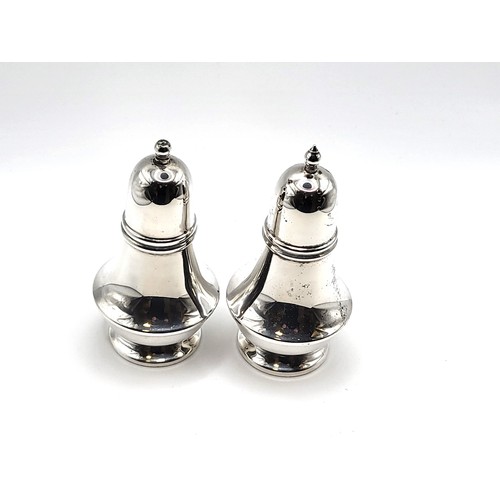 269 - Silver plate salt and pepper pots 11cm.