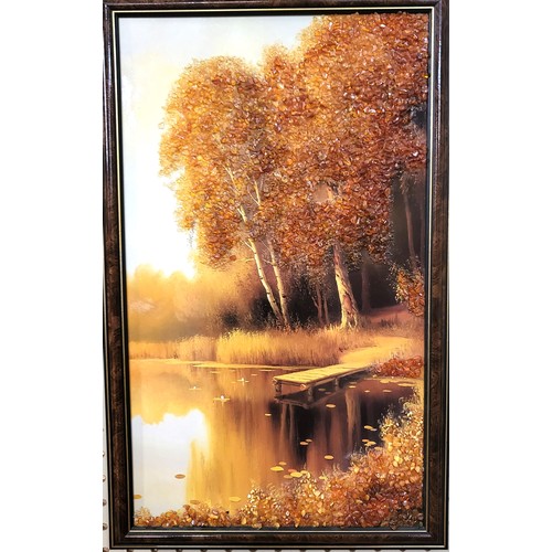 62 - An Eastern European 3D amber picture. 53 x 33cm incl. frame.