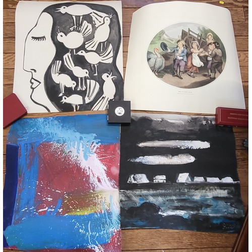 67 - Two scrolls of original artworks four in total, three by R Conway-Jones.