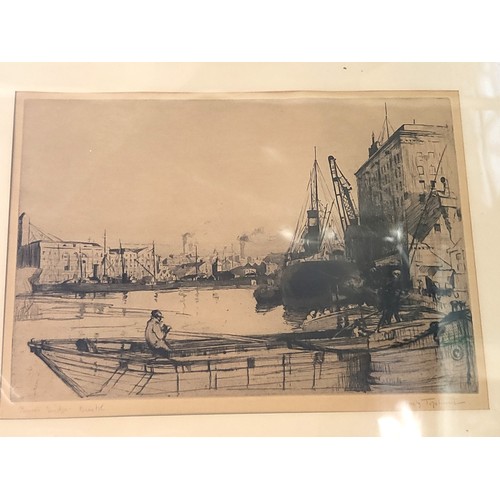 70 - Two pencil drawings of Bristol and Kew Bridge, London by the artist Topham. Framed and glazed.