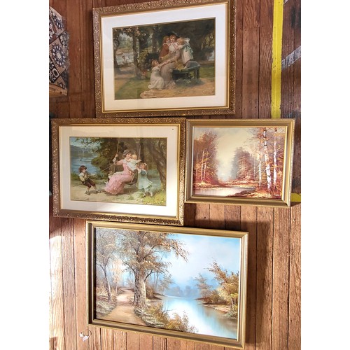 74 - A pair of  Fred Morgan Victorian prints in gilt ornate frames and glazed. 70 x 100 incl. frames.
Als... 
