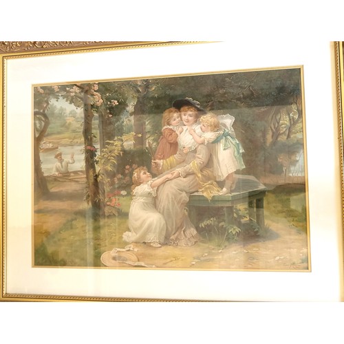 74 - A pair of  Fred Morgan Victorian prints in gilt ornate frames and glazed. 70 x 100 incl. frames.
Als... 