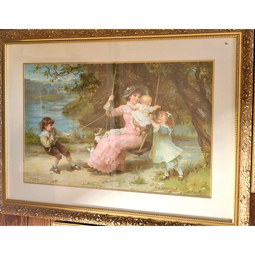 74 - A pair of  Fred Morgan Victorian prints in gilt ornate frames and glazed. 70 x 100 incl. frames.
Als... 