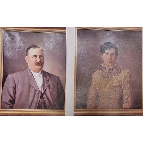 78 - A pair of portrait paintings in gilt frames. Mr Thomas Crook of Stanley Grange, Salmesbury, Lancs. a... 