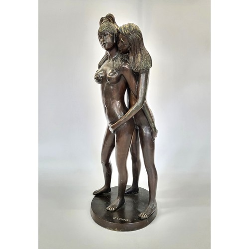 91 - A bronze erotic sculpture signed G Chanel 60cm.