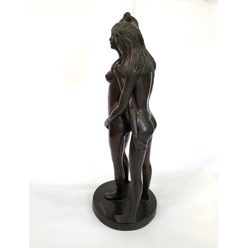 91 - A bronze erotic sculpture signed G Chanel 60cm.