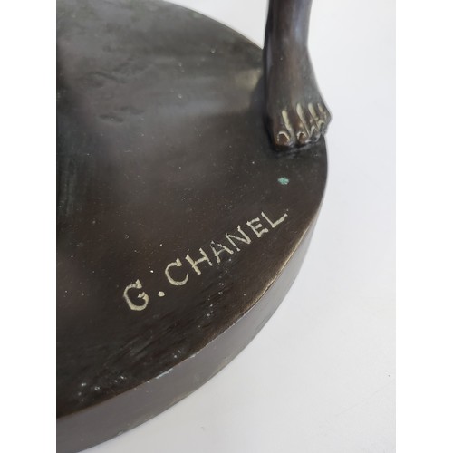 91 - A bronze erotic sculpture signed G Chanel 60cm.