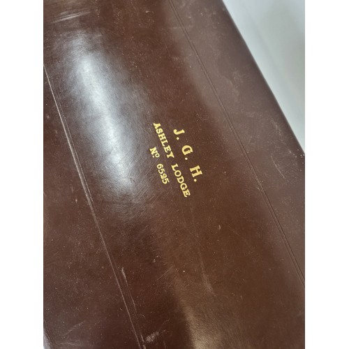 105 - House clearance items including a leather case containing Masonic items including Masonic aprons, a ... 
