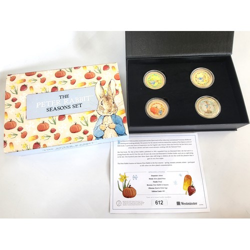 Peter Rabbit seasons set, boxed, and two coins of Pirates of the Seven ...