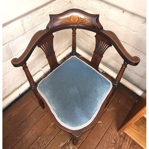 21 - An Edwardian corner chair. 76cm x 57cm x 57cm.