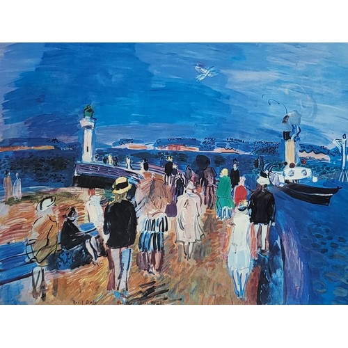 53 - Three modern works of art, two Matisse prints and a pier scene print of Honfleur 1928 by Roaul Dufy.... 