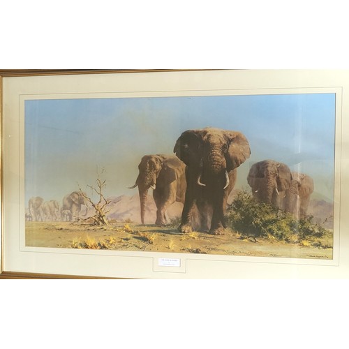 55 - A  collection of three works of art by David Shepherd featuring elephants, two prints signed in penc... 