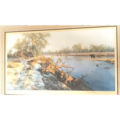 55 - A  collection of three works of art by David Shepherd featuring elephants, two prints signed in penc... 