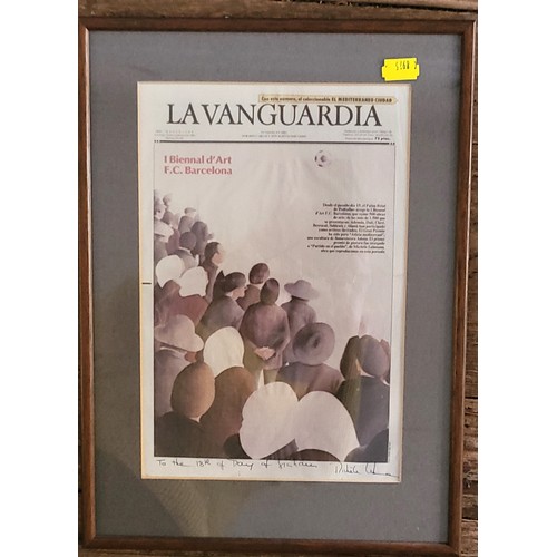 121 - Michele Lehmann magazine cover La Vanguardia signed and with message across the bottom. 38 x 27cm in... 