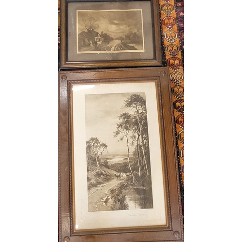132 - Two framed and glazed prints including: The Forge - Moonrise by F R London W:59cm H:47cm and Ellens ... 