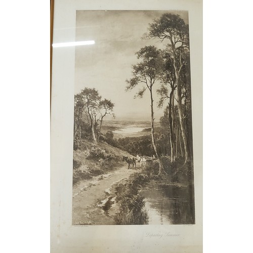 132 - Two framed and glazed prints including: The Forge - Moonrise by F R London W:59cm H:47cm and Ellens ... 