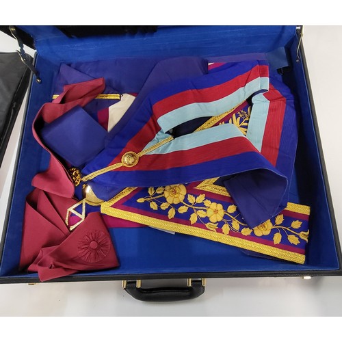 172 - Seven Masonic apron cases containing eight aprons in total.