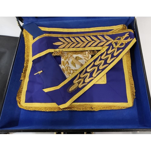 172 - Seven Masonic apron cases containing eight aprons in total.