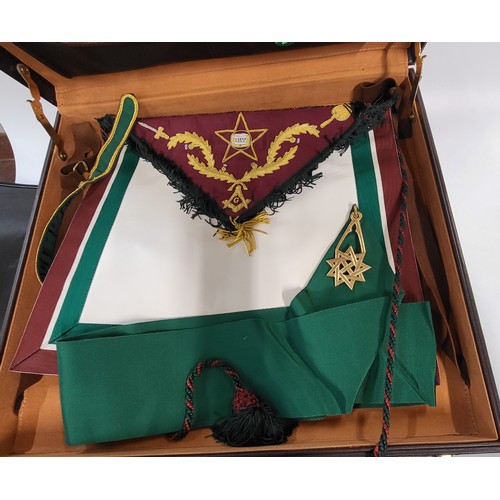 172 - Seven Masonic apron cases containing eight aprons in total.