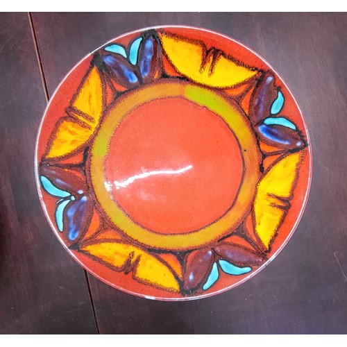 200 - A Poole Delphis bowl 26.5cm diameter, Poole Fresco vase by Rachel Barker 18.5cm, German Dee-Cee 236/... 