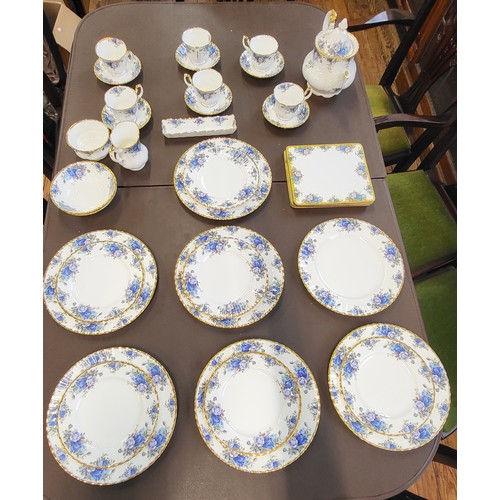 206 - Royal Albert Moonlight Rose tea and dinner set and six placemats. (31)