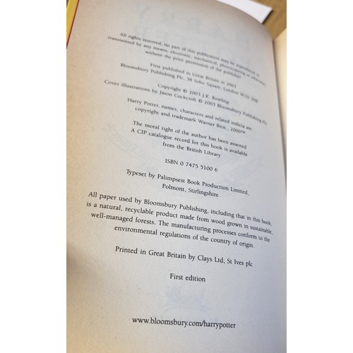 182 - Five Harry Potter books including paperback The Chamber of Secrets, and four first edition hardbacks... 