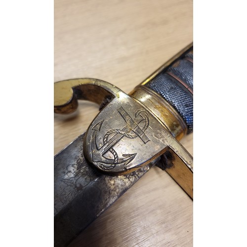 141 - British Royal Navy Officer's Sword - 1805 Pattern. Blade 82cm.