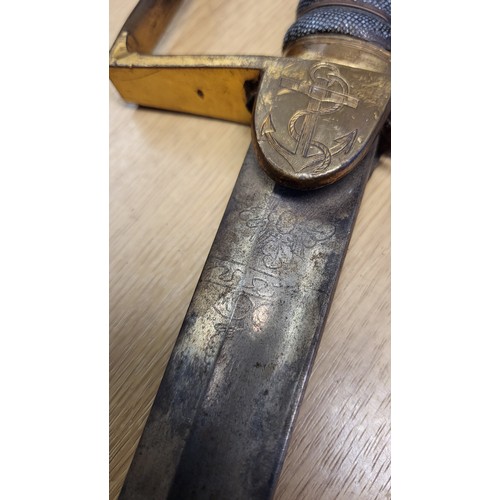 141 - British Royal Navy Officer's Sword - 1805 Pattern. Blade 82cm.