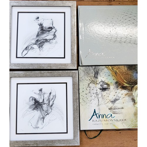 96 - Two  limited edition hand signed prints by Anna Razumovskaya.  33 x 33cm incl. frame also to include... 