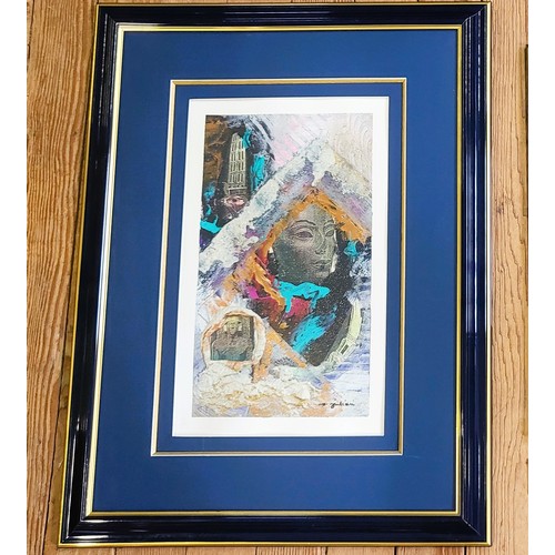 99 - An original work of art of mixed media by Michael Juiliani, signed M.Juiliani. 72 x 55cm incl. frame... 