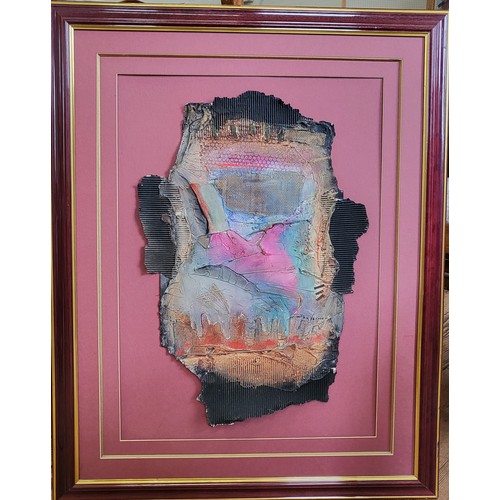 100 - An original work of art of mixed media by Dex Verner. signed bottom left. 53 x 47cm incl. frame.