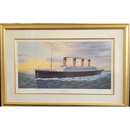 110 - A Titanic print by Simon Fisher  'Cherbourg Bound', signed in pencil by the artist, Millvina Dean (t... 