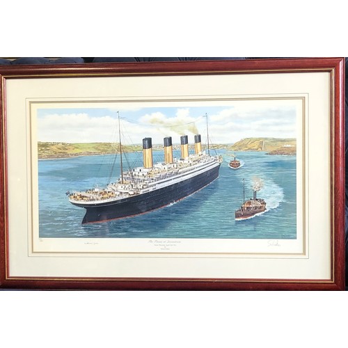 112 - A Titanic print by Simon Fisher 'The Titanic at Queenstown', signed in pencil by the artist and Mill... 