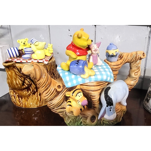 265 - Novelty teapots including Sunshine Ceramics Teddy Bear's Picnic, Paul Cardew Disney Showcase, Tea fo... 