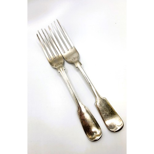335 - A silver dinner fork Chawner & Co, London 1846 85gms and BP dinner fork. (2)